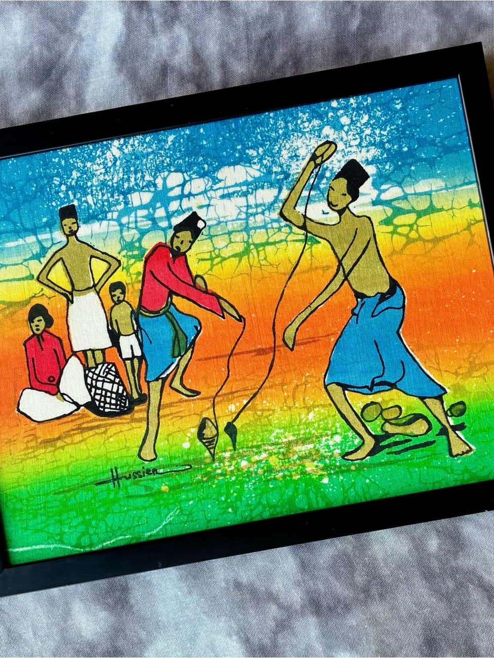 Vintage Framed Malaysian Batik Art Painting